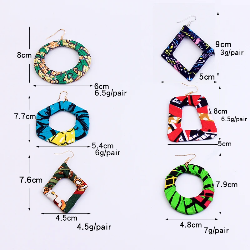 Обтянутыми тканью деревянные серьги в богемном стиле геометрического ромба