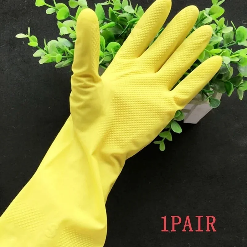 

1Pair Long Sleeve Kitchen Antiskid Waterproof Household Glove Dishwashing Glove Water Dust Stop Cleaning Latex Rubber Gloves