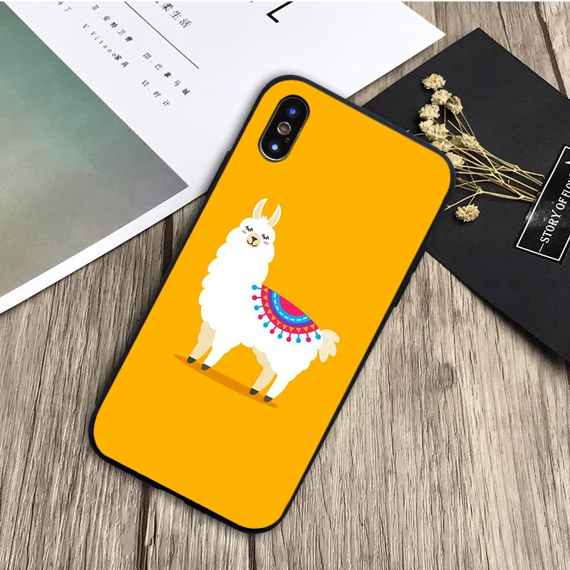 Черный силиконовый чехол для телефона с ламой-ламой iPhone 13 12 XR XS Max 5 5S SE 2020 6 6S 7 8 PLUS X