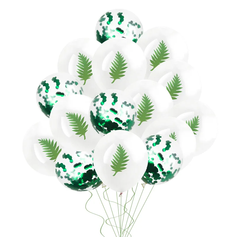 15pcs balloons Зеленые листья плюща латексные воздушные шары арки вечерние украшения Monstera Гавайские Фламинго зеленые листья воздушные шары материалы на день рождения, свадьбу - Цвет: 15pcs balloons