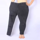 Женские рваные джинсы размера плюс, летние джеггинсы с высокой талией, облегающие джинсы, черные брюки-карандаш размера плюс с дырками