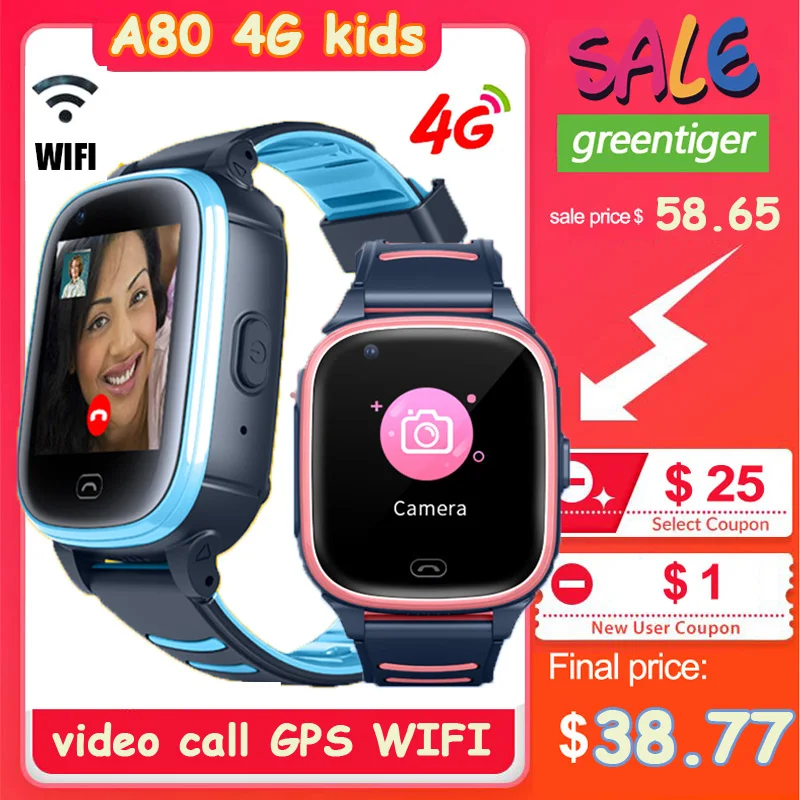 Смарт часы для детей 4G gps Wifi Ip67 водонепроницаемые 700 мА/ч с большим аккумулятором