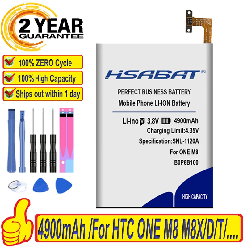 Аккумулятор HSABAT 4900 мАч B0P6B100 BOP6B100 для HTC ONE M8 one 2 M8T M8X M8D E8 M8SW M8ST M8SD|Аккумуляторы