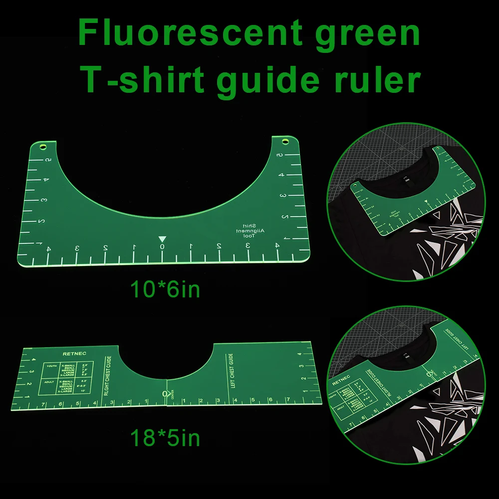 

1pc Tshirt Alignment Tool Ruler Guide Acrylic Clearly Marked Centering Sublimation HTV Hot Pressing with Size Chart hand tools