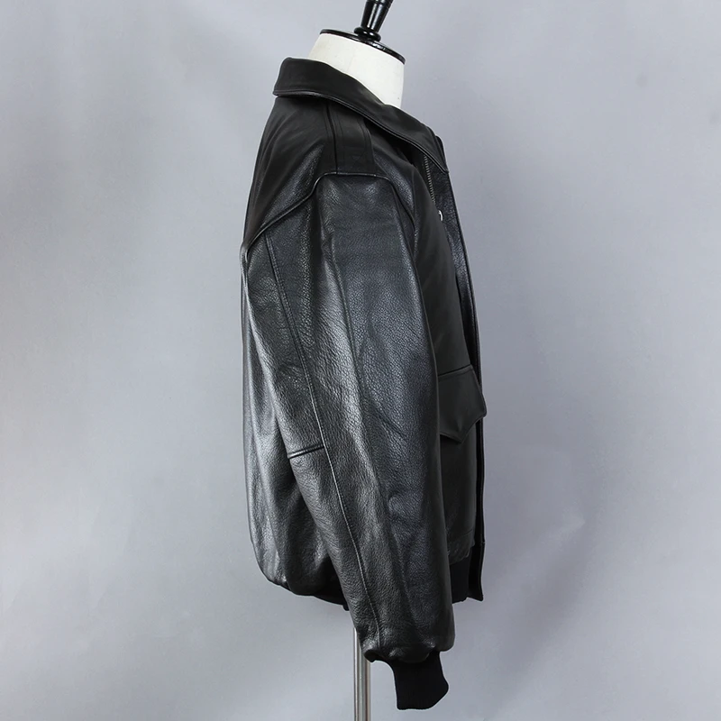 Модная Черная мужская куртка-бомбер из воловьей кожи Air Force модель 2020 года мужское