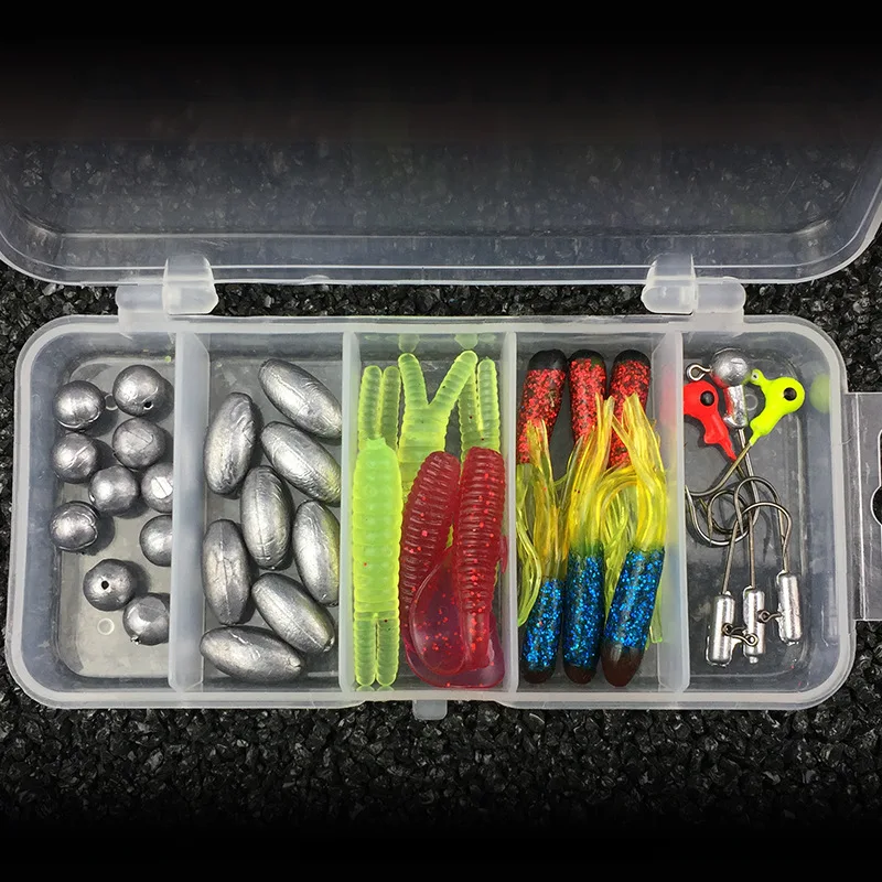 Свинцовая крючком Мягкая приманка набор 37 шт. комбинация мягкий двуххвостый