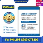 100% Оригинальный LOSONCOER 3000 мАч AB1600DWML AB1600DWMT Аккумулятор для PHILIPS S309 CTS309