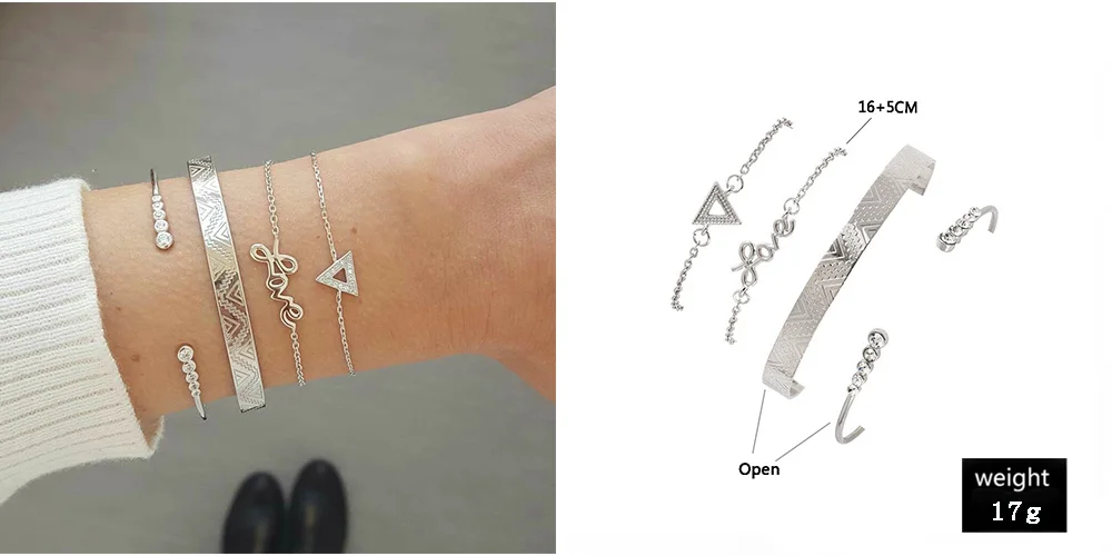21 стиль Boho модный корпус сердце кристалл лист стрела крылья браслет-цепочка с бусинами набор для женщин Шарм пляжные вечерние ювелирные изделия аксессуары