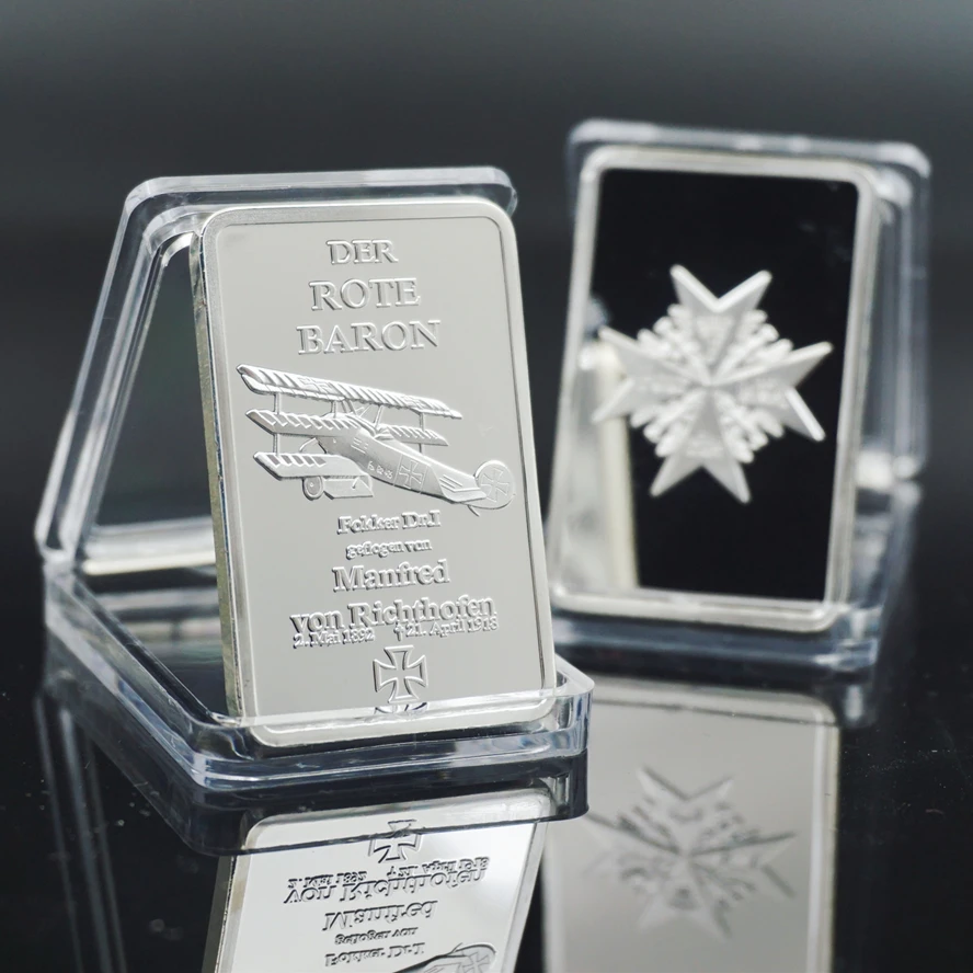 1 унций 100 мельниц. 999 посеребренный DER ROTE барон Bullion бар Красный Барон Германия