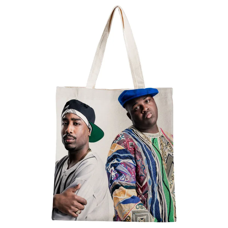 

Notorious B.I.G. Christopher Wallace Canvas Tote Bag Fashion New Harajuku Female Ulzzang Shoulder Bags Shopping Travel Bags