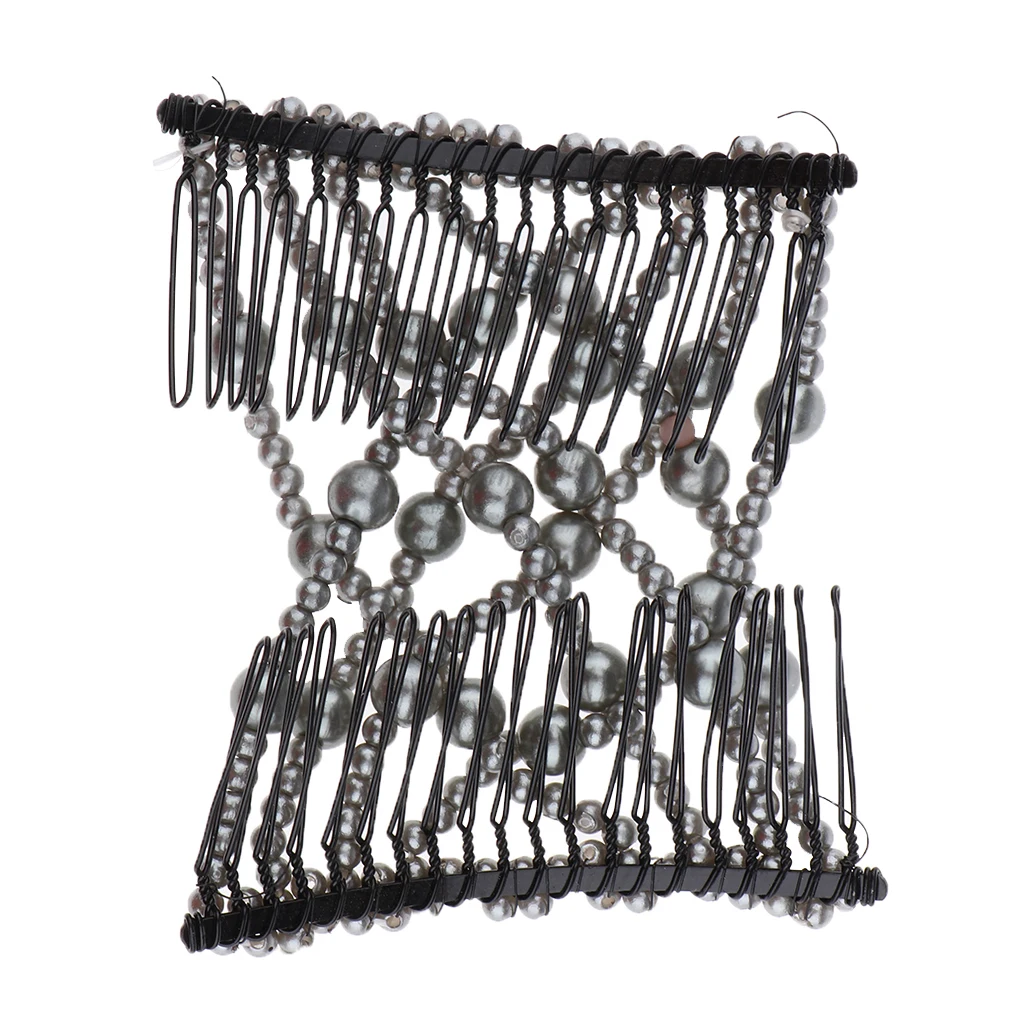 Женские Эластичные двойные Волшебные гребни серые искусственные жемчужины