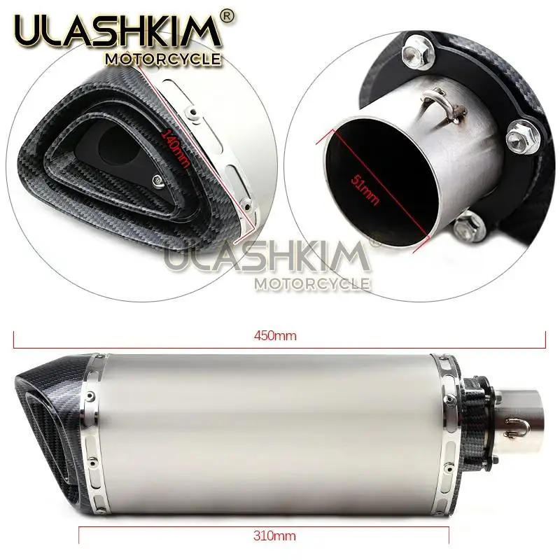 

ER 6N 6F Motorcycle Exhaust Muffler Middle Link Pipe Full System Slip On For kawasaki ER6N ER6F NINJA650R 2012-2016 DB KILLER