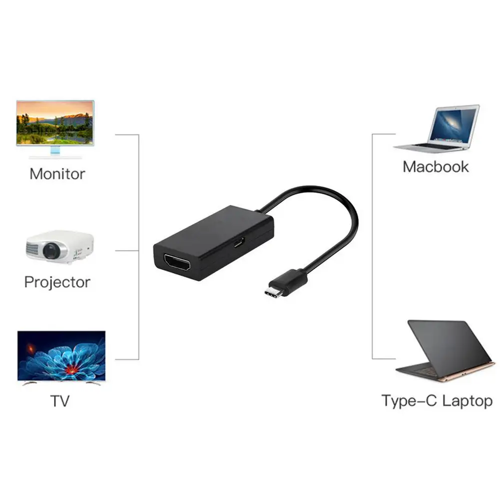 Адаптер с USB C на HDMI для Samsung MHL i9100 HTC Flyer ТВ монитор проектор 1080P HD аудио и видео