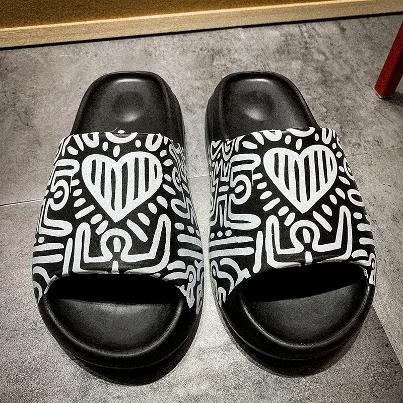 

2020 top shoe brands Slide Men 2020 Fashion Women Foam Runner Graffiti Summer Slide Casual Slippers Beach Shoes shower slippers