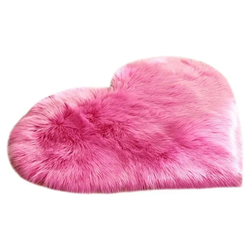 pink Пушистый Коврик в форме сердца, лохматый пол, мягкий искусственный мех, для дома, спальни, Пушистый Ковер, удобный ворсистый, пушистый, противоскользящий ковер - Цвет: pink