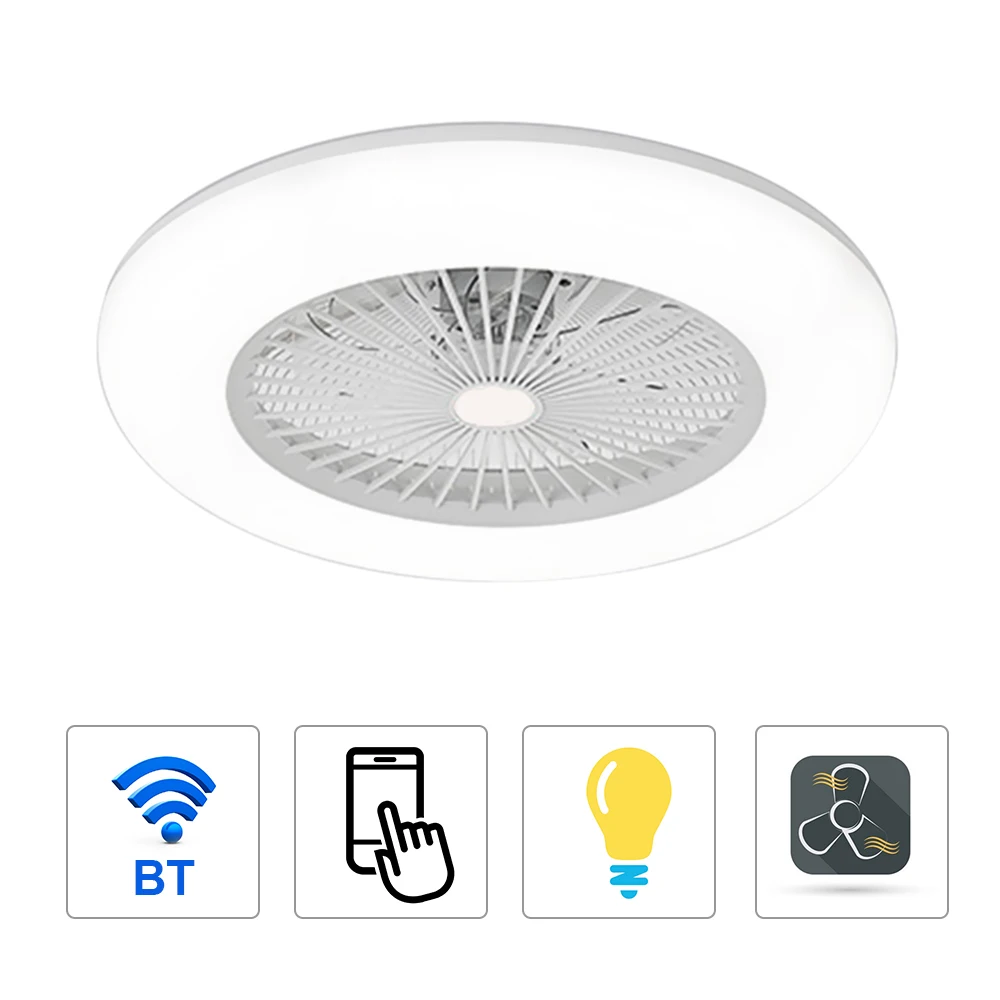 Verkaufen Decke Fan Mit Beleuchtung 180V-265V LED Licht Mit APP Handy Steuerung Unterstützung Bluetooth Verbindung Für Schlafzimmer Wohnzimmer