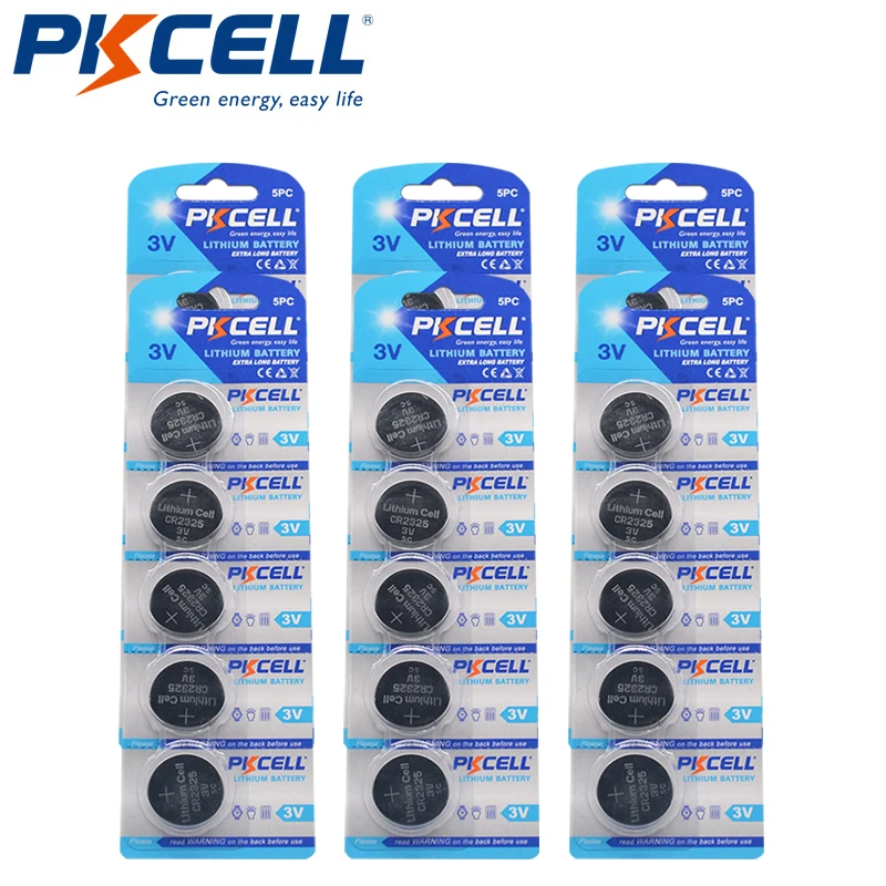 Литиевые кнопочные батареи PKCELL CR2325 BR2325 ECR2325 CR 2325 30 шт. 6 карт 3 в батарея cr2325|Часовые