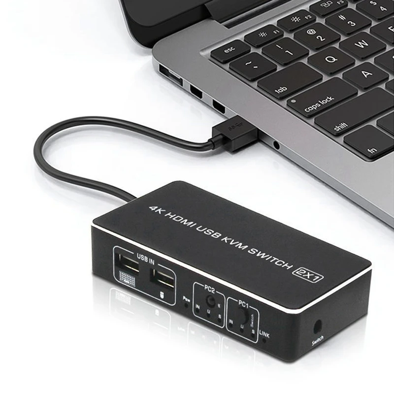 4K HDMI KVM переключатель 2In 1Out USB HDMI2.0 сплиттер с кабелем для клавиатуры мышь принтер
