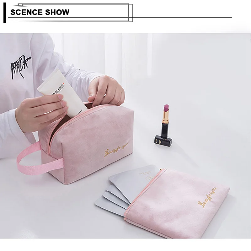 Женская косметичка милый мини Мягкий Бархатный Чехол для макияжа сумка на молнии
