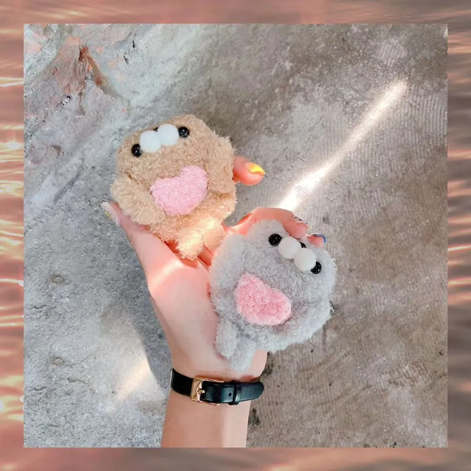 3D Cute Earphone Case for Airpods Case Cartoon Knitted plush Cover for Apple Airpods 2 Case Bear Teddy Dog Rabbit Earpods Case