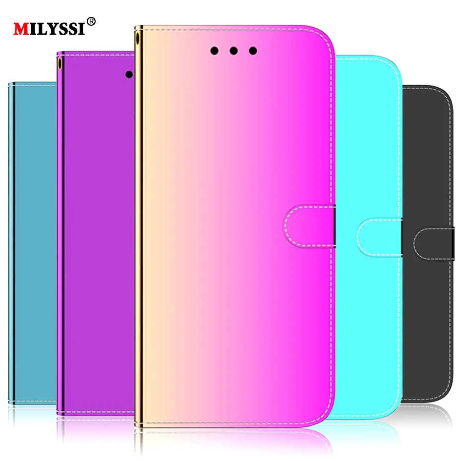 Гладкий зеркальный кожаный чехол книжка для Huawei P30 Pro Lite бумажник телефона P Smart Y6 Y5