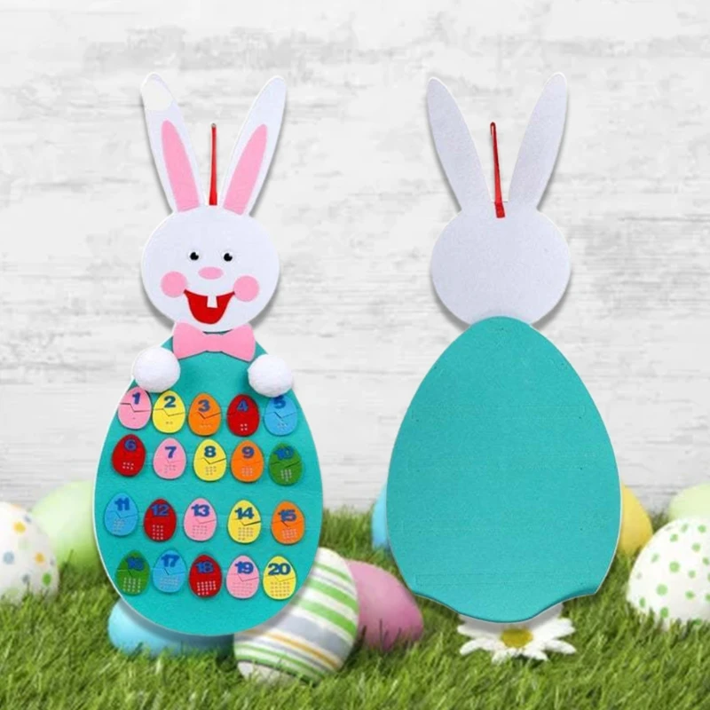 

T5EC Easter Bunny Number 1-20 Decoration Felt Rabbit Set with Detachable Ornaments