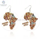 SOMESOOR удивительные Африканские Этнические художественные деревянные висячие серьги этнические животные Лев слон жираф Эко дизайн для женщин подарок