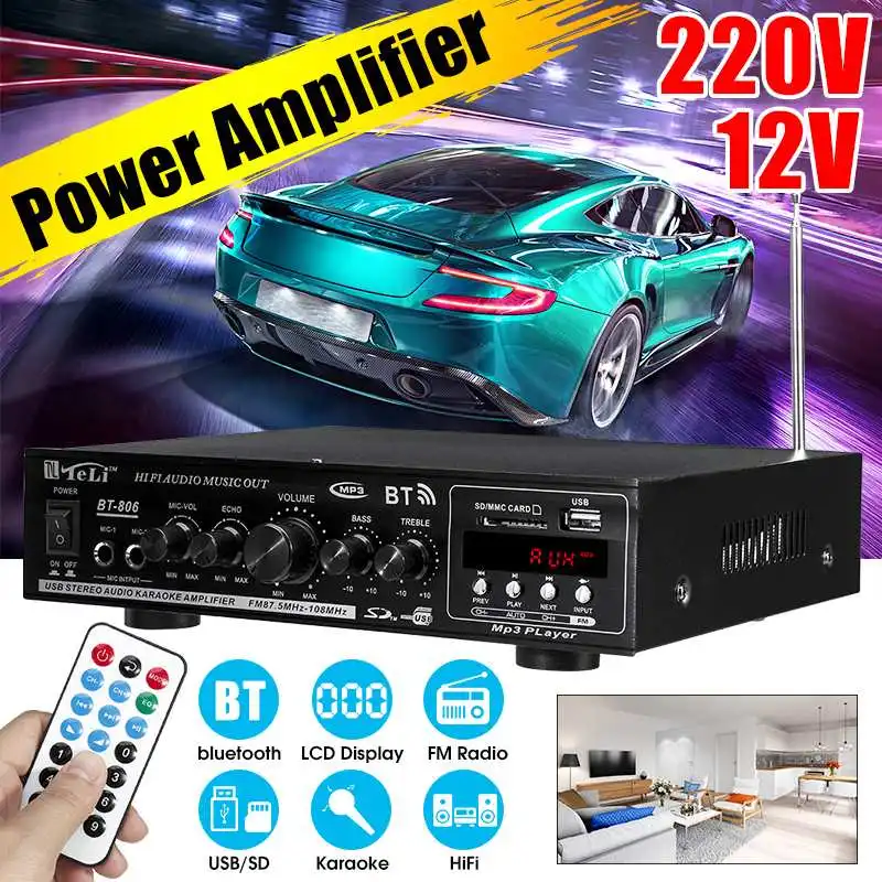1200 Вт Hifi автомобильные домашние усилители аудио bluetooth усилитель домашний