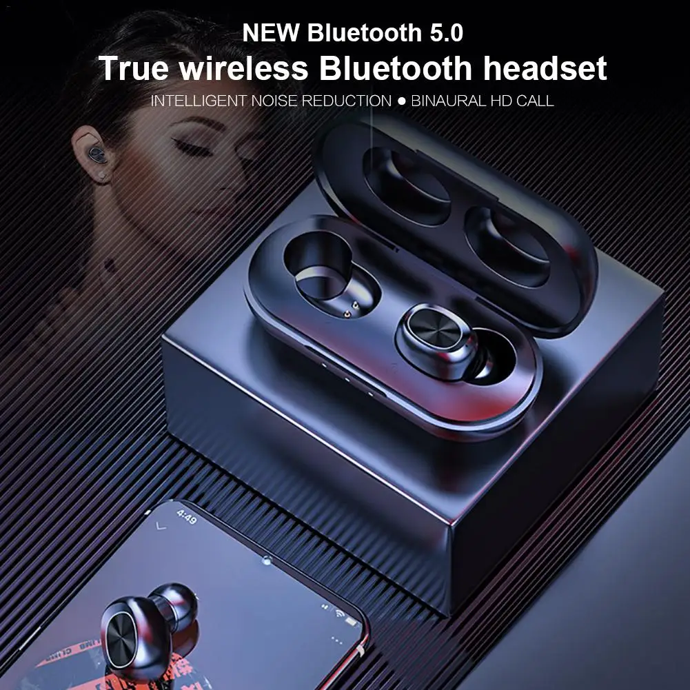 TWS наушники 5D Беспроводные с поддержкой Bluetooth 5 0 и сенсорным управлением 300 мА