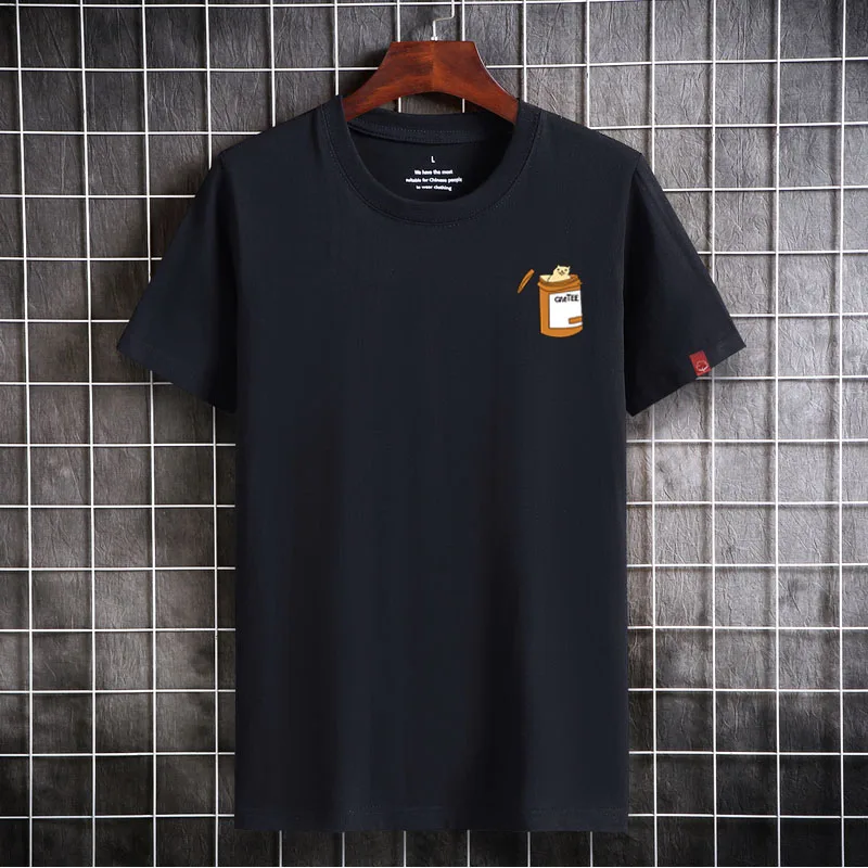 

New Cotton T-Shirt Men Cotton Tee Short Sleeves Oversized Printed T shirt Solid Men's T-shirt Causal O-neck Clothing