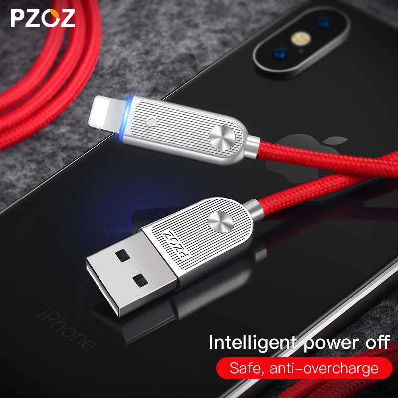 USB-кабель PZOZ с автоматическим отключением для iPhone 11 Pro Max Xs Xr X 8 7 6 6S Plus 5S
