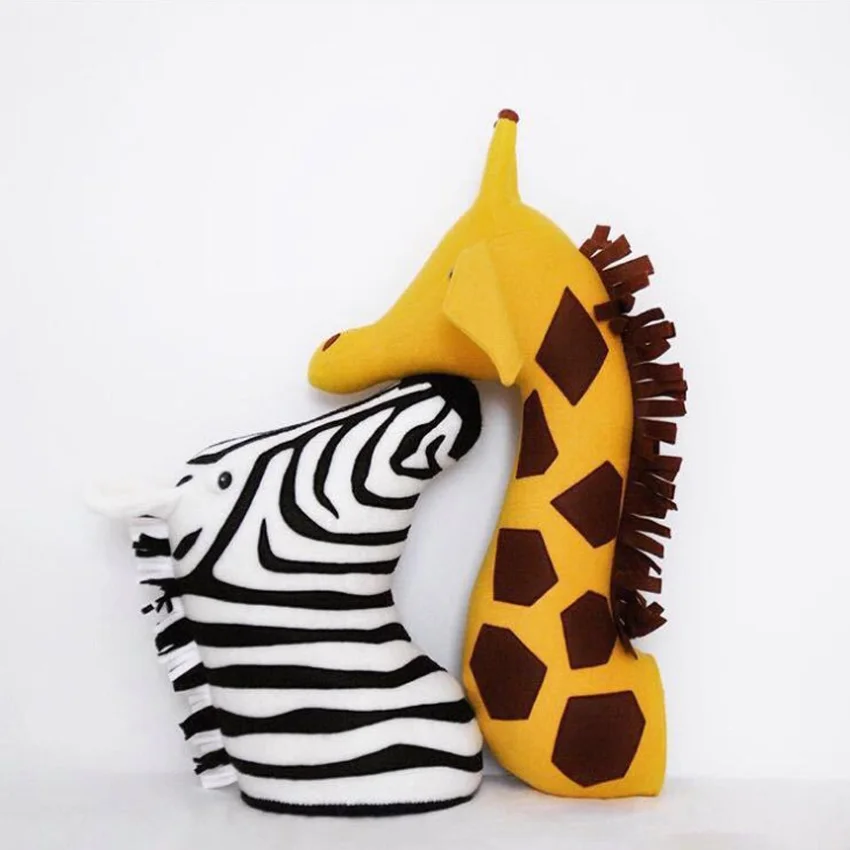 Искусственные плюшевые игрушки Зебра жираф слон голова животного детская