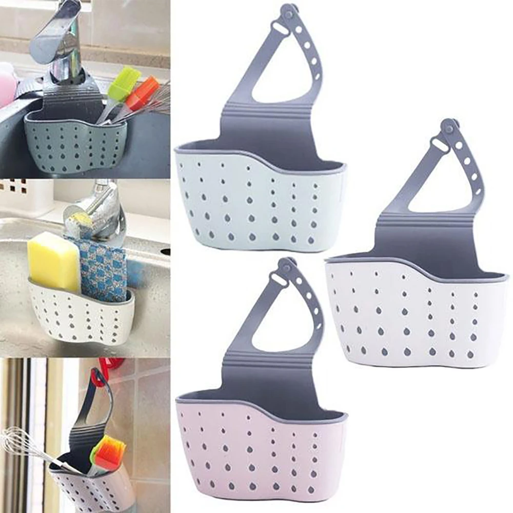 Kitchen Utensils Sink Double Drain Bag Storage Rack Sponge Pool Supplies Hanging Basket | Обустройство дома