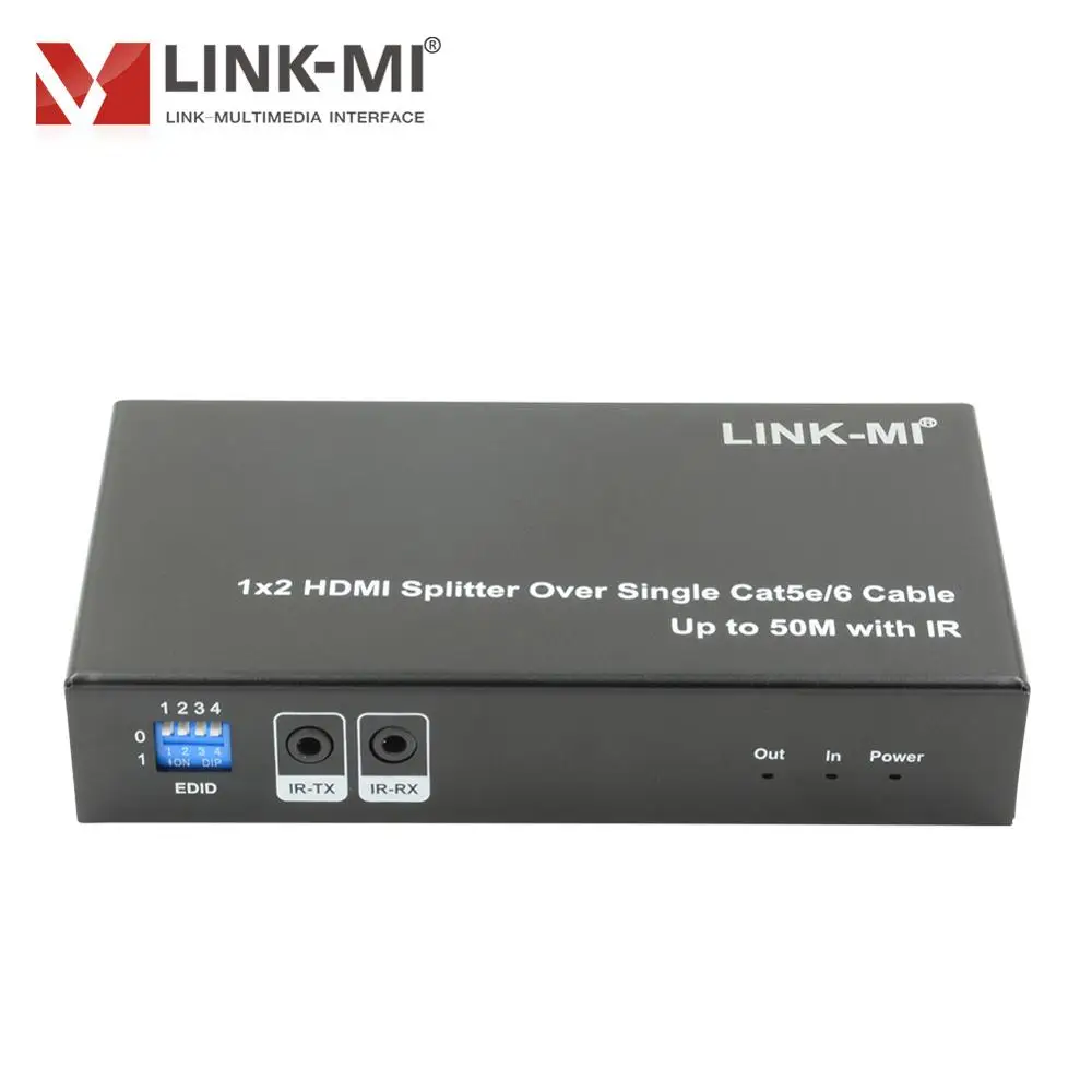 LINK MI 1x2 HDMI разветвитель на одном кабеле Cat5e/6 до 50 м с ИК поддержкой 3D 1080P DIP switch для