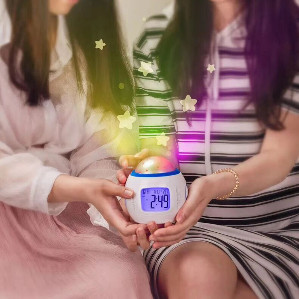 

Music Starry Star Sky Digital Clock LED Projection Night Light Color Changing Projector Alarm Clock Calendar Children Gifts