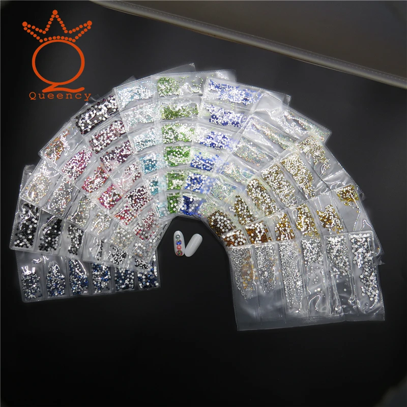 1728 шт инструментов для ногтей Стразы смешанные Серебряный набор рисования с