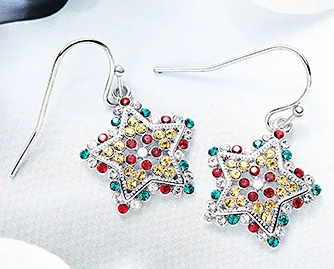 

UXN303 925 Pure Silver Earrings Crystal Form Girl Earrings Wedding Birthday Gifts