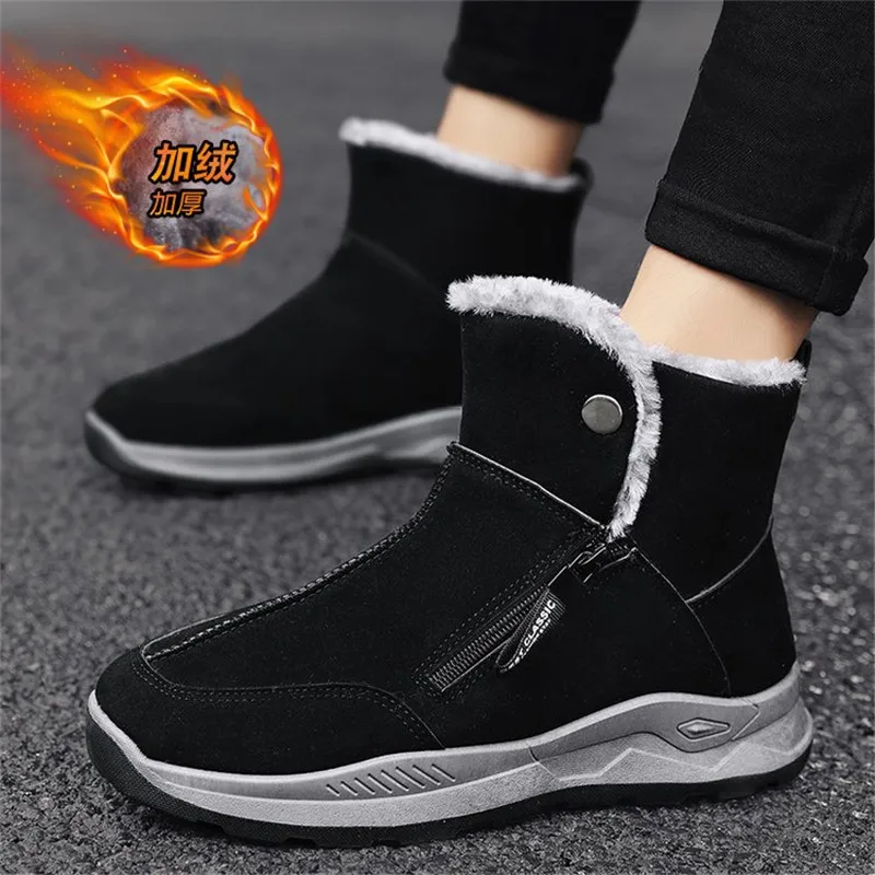 

Ботильоны мужские зимние из искусственной замши, очень теплые, на толстой плюшевой подкладке, Повседневная Уличная обувь на платформе, хлоп...