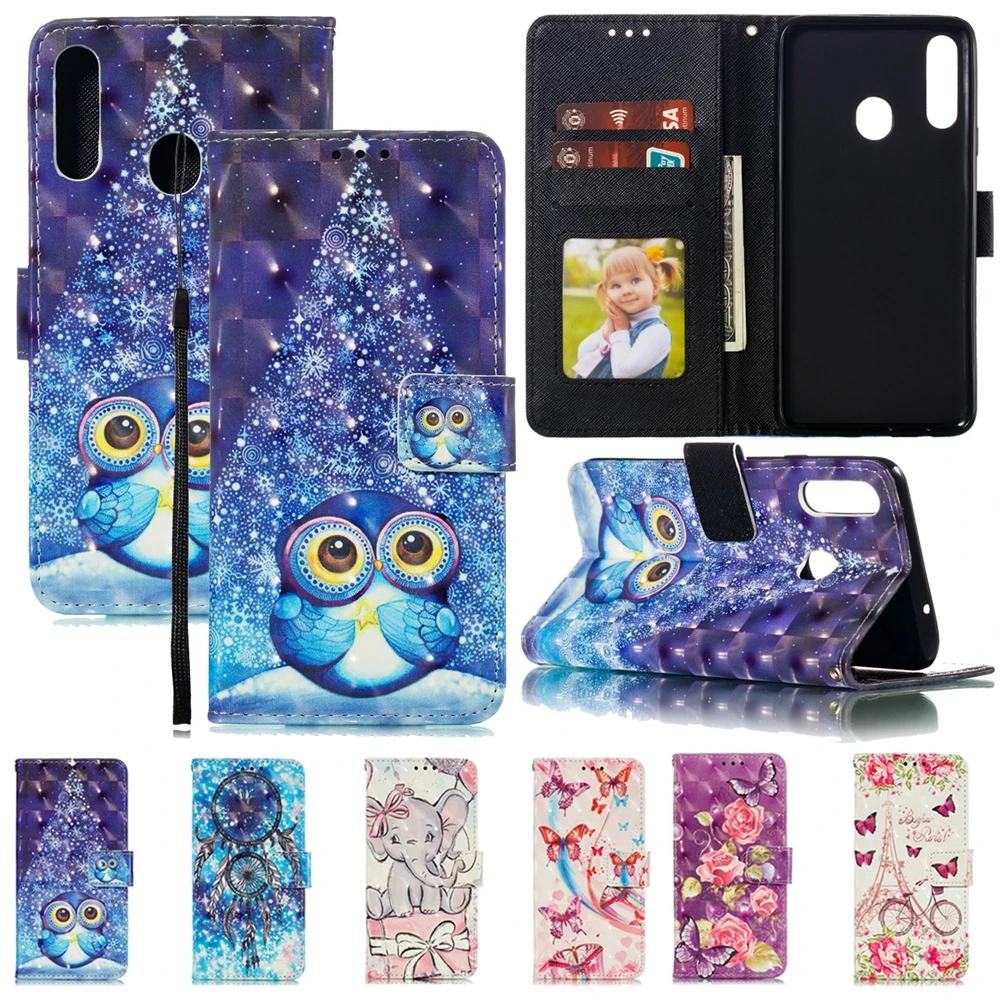 Кожаный чехол для samsung A10S A20S M30S A90 роскошный 3D кошелек с бабочкой Магнитный Galaxy