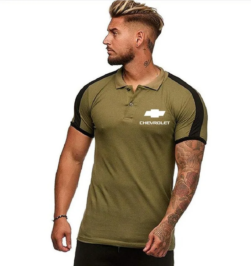 

Men's Polo Shirt for Chevrolet Car Logo Summer Lapel Mens Short Sleeve Casual Solid Colour Cotton T Shirts Men Tops Clothes