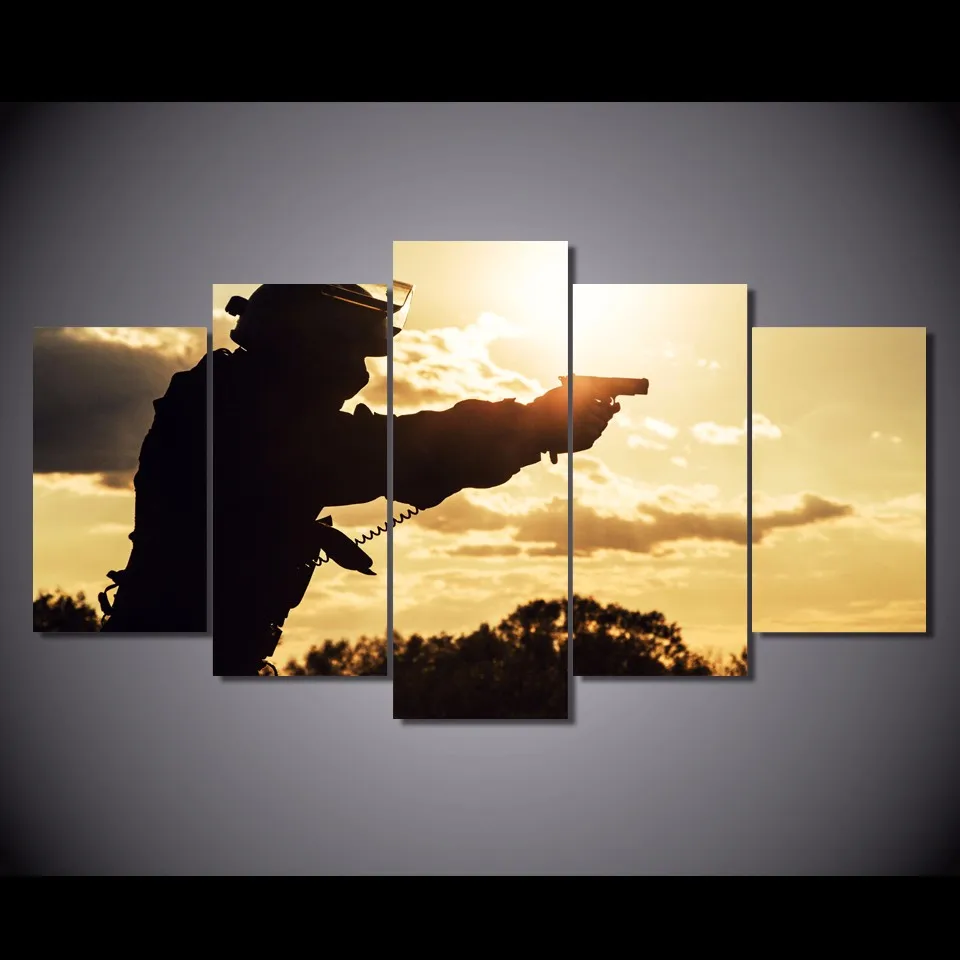 Canvas Wall Art Modular Pictures HD Printed For Living Room Posters 5 Pieces Special Forces Soldiers Paintings Home Decor Framed | Дом и сад