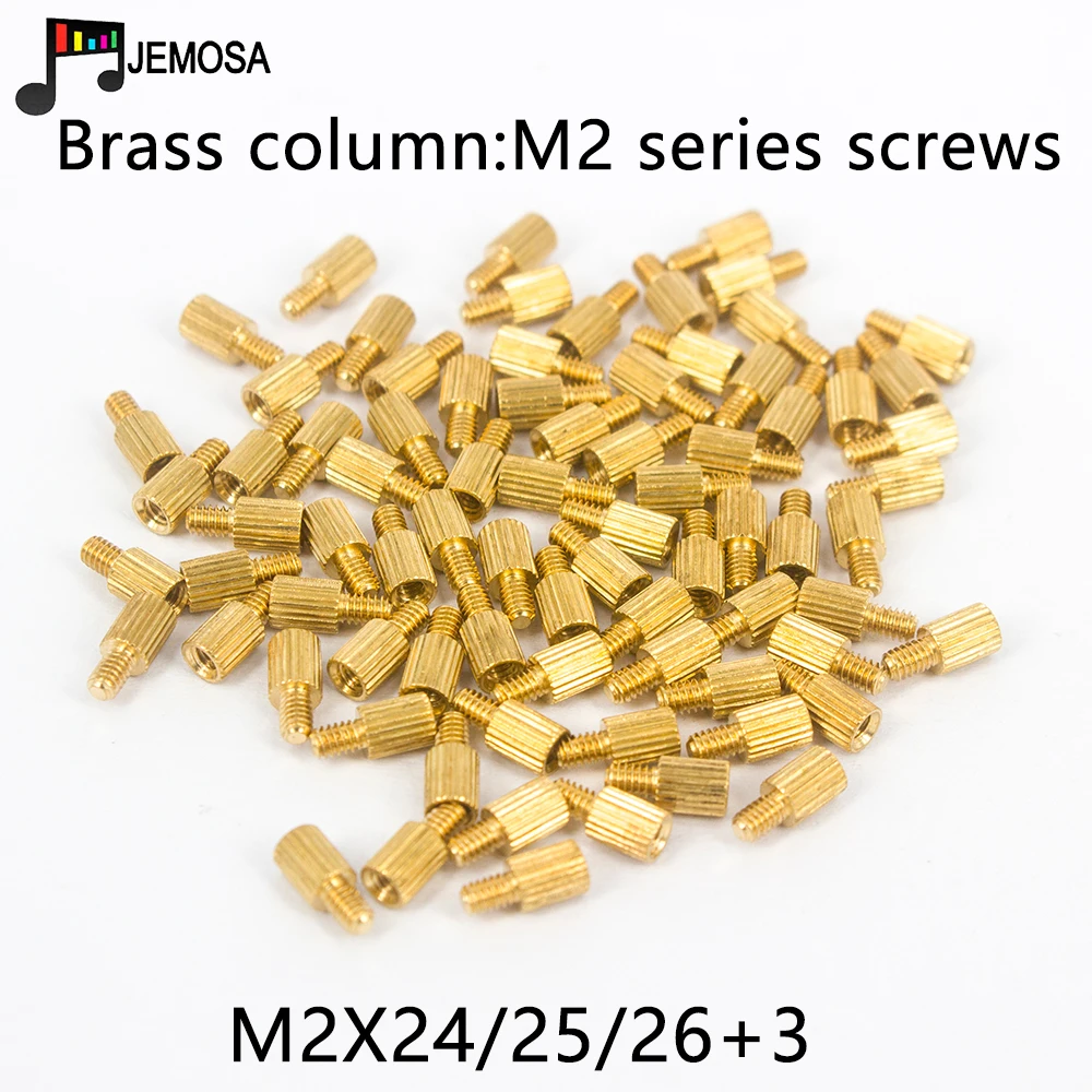 

50pcs Brass Copper M2 Cylinder Female Threaded Standoff Support Pillars Column Male to Female Spacer For PCB Board M2*24/25/26+3