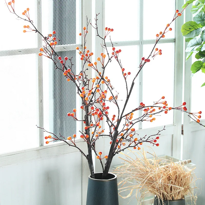 5 Pcs Artificial Plants Plastic Red Berry for Living Room Decor Fake Flower Arrangement Home Decora Christmas Flower Ornaments