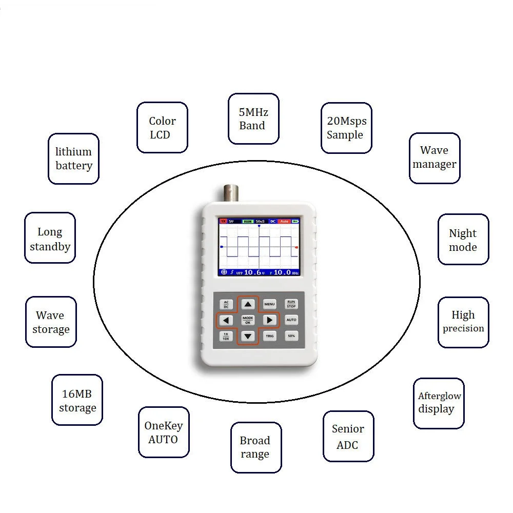 Портативный мини цифровой осциллограф с ЖК дисплеем Ручной 5 МГц аналоговая