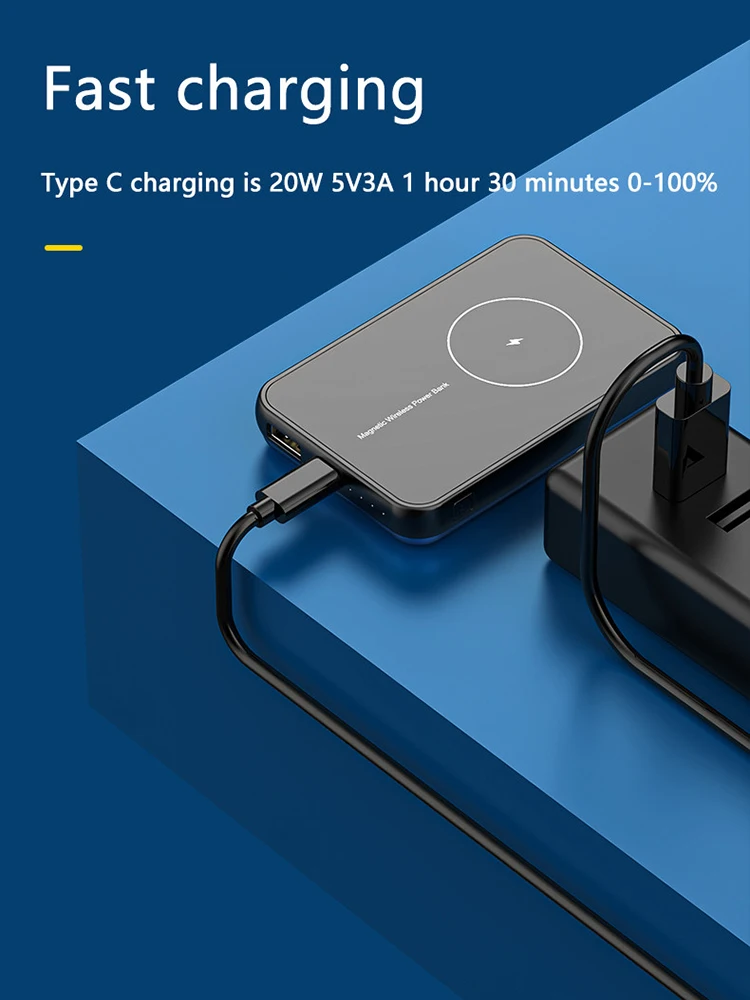 

Safe Power Bank Magnetic PD20W Fast Charger For iphone 12 12Pro 12proMax 12mini Magnet Wireless Charging External Battery