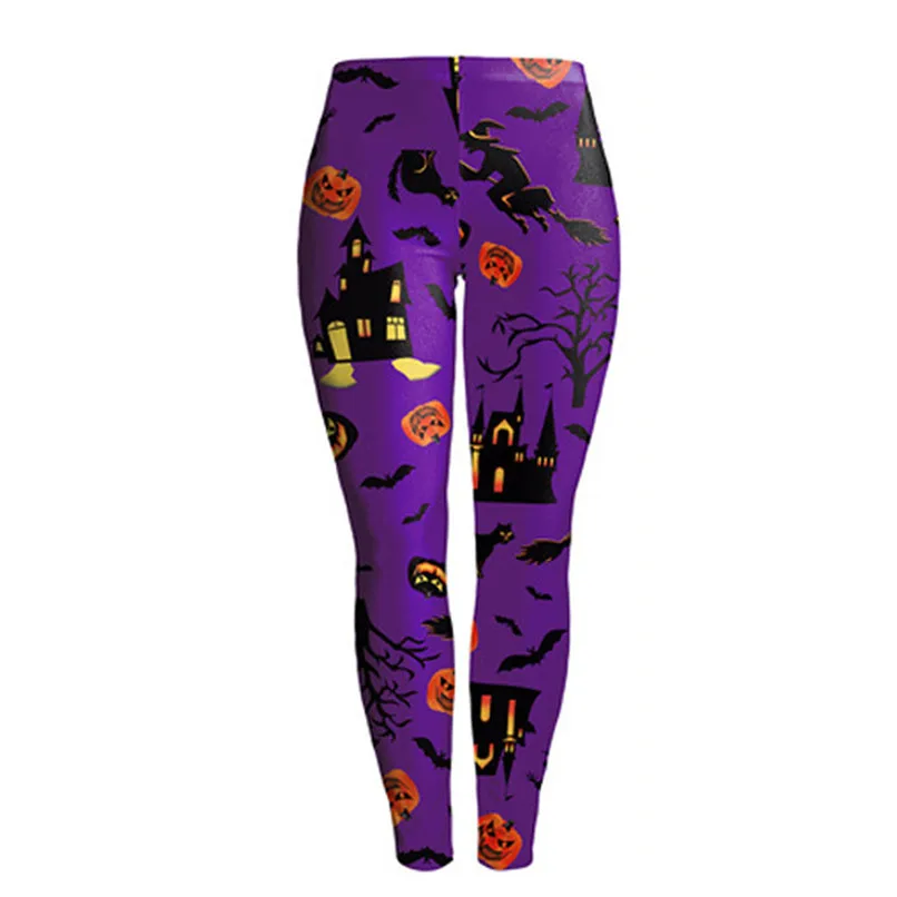 Leggings Одежда на Хэллоуин, леггинсы, Хэллоуин, сексуальные новые женские леггинсы, Призрак Череп, тыква, пальмовые стили, цифровая печать, Брюки J6 - Цвет: Leggings