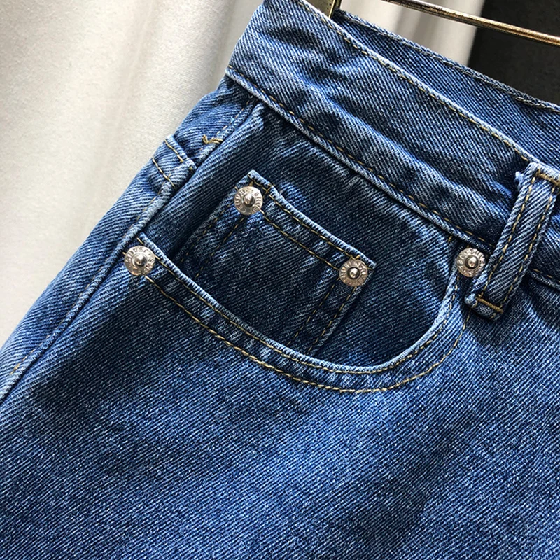 

SURMIITRO 2021 Summer Blue Denim Shorts Women Korean Style Fashion Loose High Waist Jeans Female Short Pants