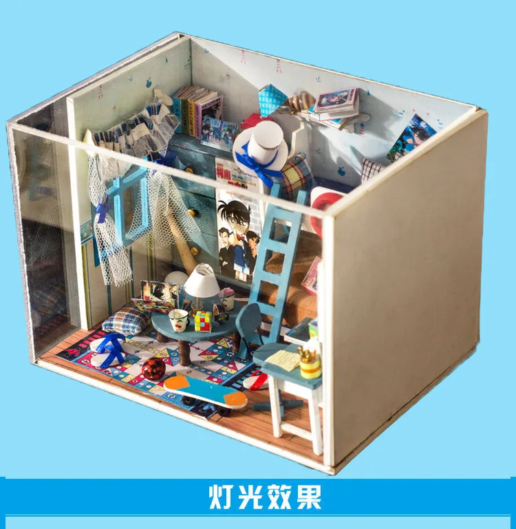 Detective Conan домашнее украшение DIY Conan кабинет деревянная миниатюрная модель наборы украшение-кукла дом подарок на день рождения для мальчика