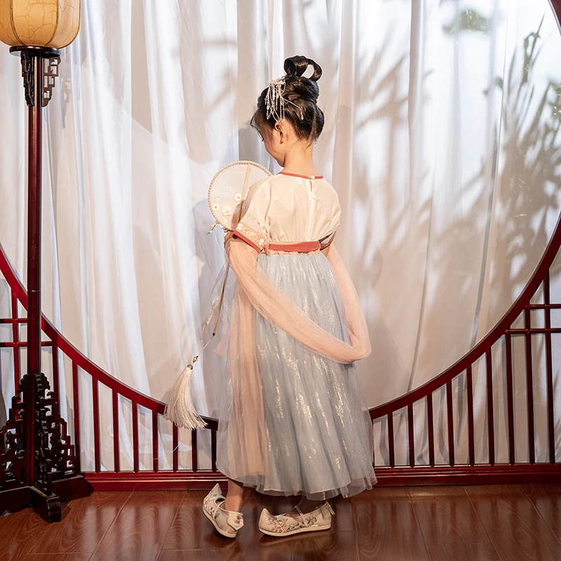 

Платье для девочек Hanfu, летнее, антикварное, с юбкой в китайском стиле