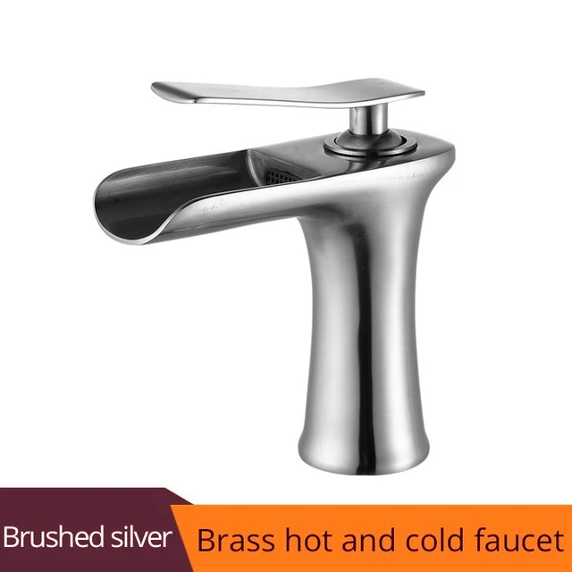 Nickel Brushed Кран для раковины, черный водопад, смесители для ванной комнаты, кран для горячей и холодной воды, смеситель для раковины, хромированный латунный кран для раковины, кран для воды, золото, 1401 - Цвет: Nickel Brushed